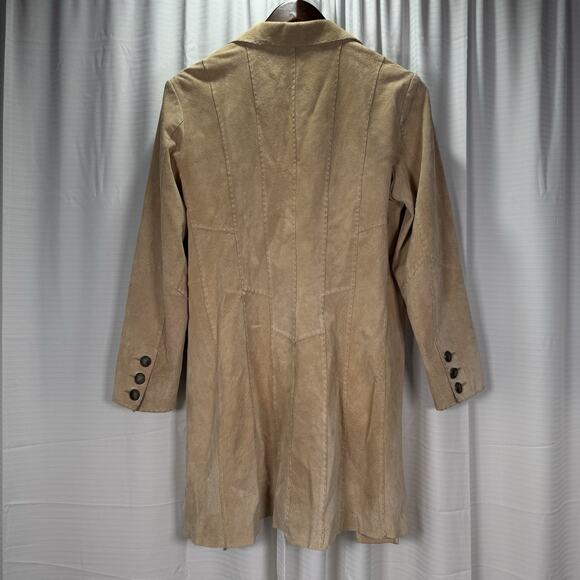 VTG Coldwater Creek Suede Long Beige Leather Jacket Women's Size Petite Medium - Picture 5 of 8